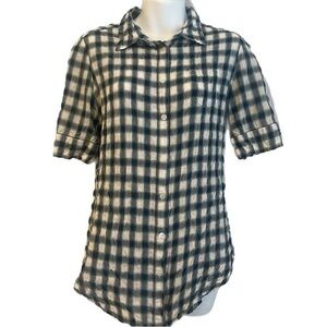 Elizabeth and James Gathered Plaid Buttonup